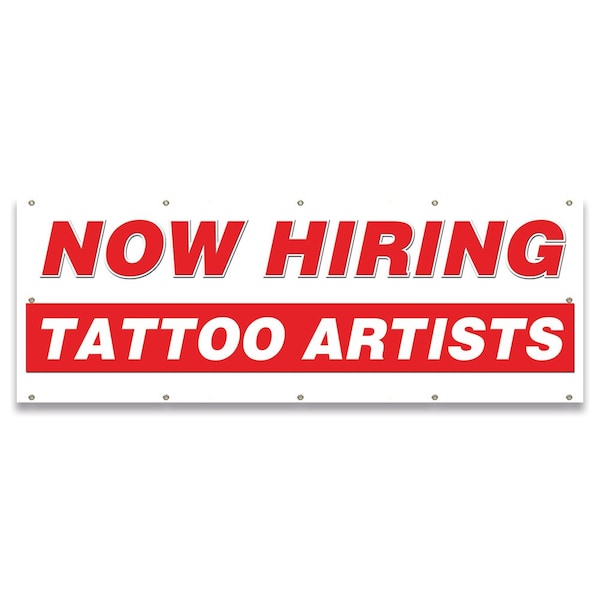 Now Hiring Tattoo Artists Banner Apply Inside Accepting Application Single Sided